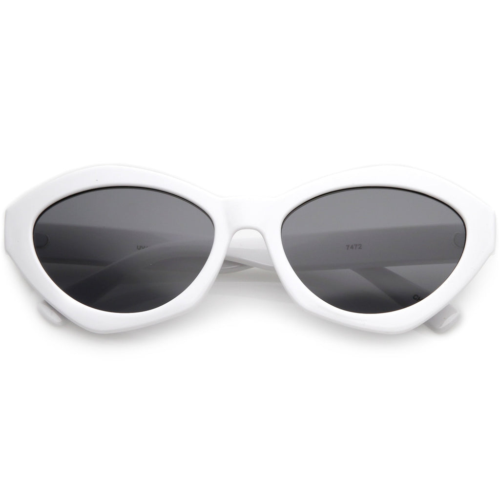 Women's Retro Modern Oval Flat Lens Sunglasses C603