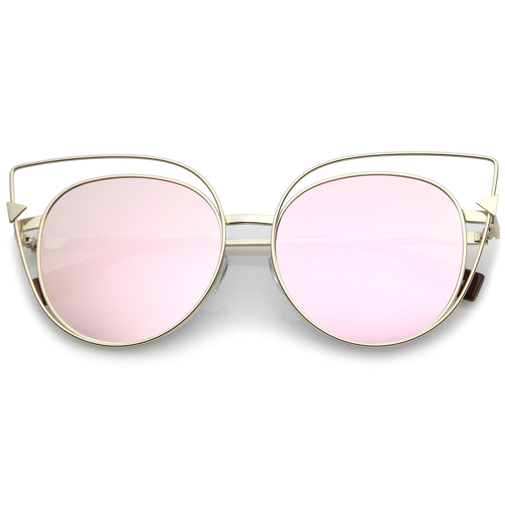 Women's Oversize Laser Cut Mirrored Flat Lens Sunglasses C085