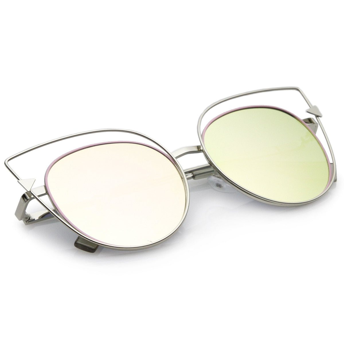 Women's Oversize Laser Cut Mirrored Flat Lens Sunglasses C085