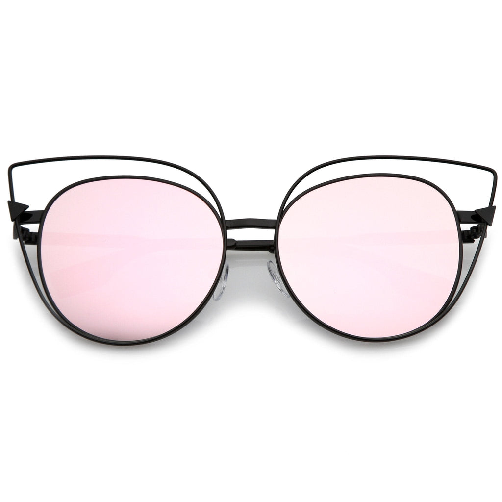 Women's Oversize Laser Cut Mirrored Flat Lens Sunglasses C085