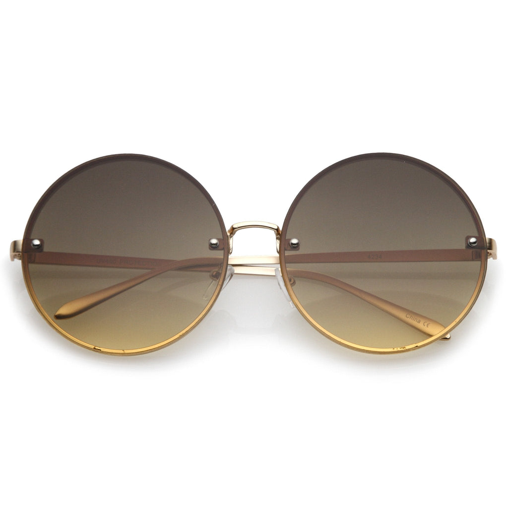 Women's Retro Oversize Round Flat Lens Sunglasses A893