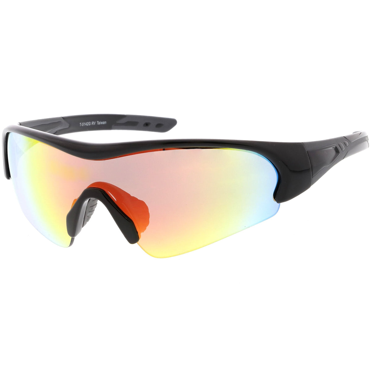 Men's Sports TR-90 Half Frame Mirrored Lens Shield Sunglasses C533