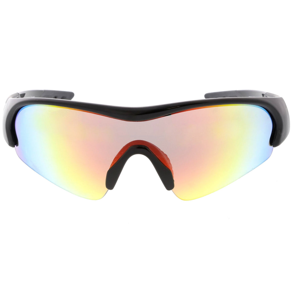 Men's Sports TR-90 Half Frame Mirrored Lens Shield Sunglasses C533