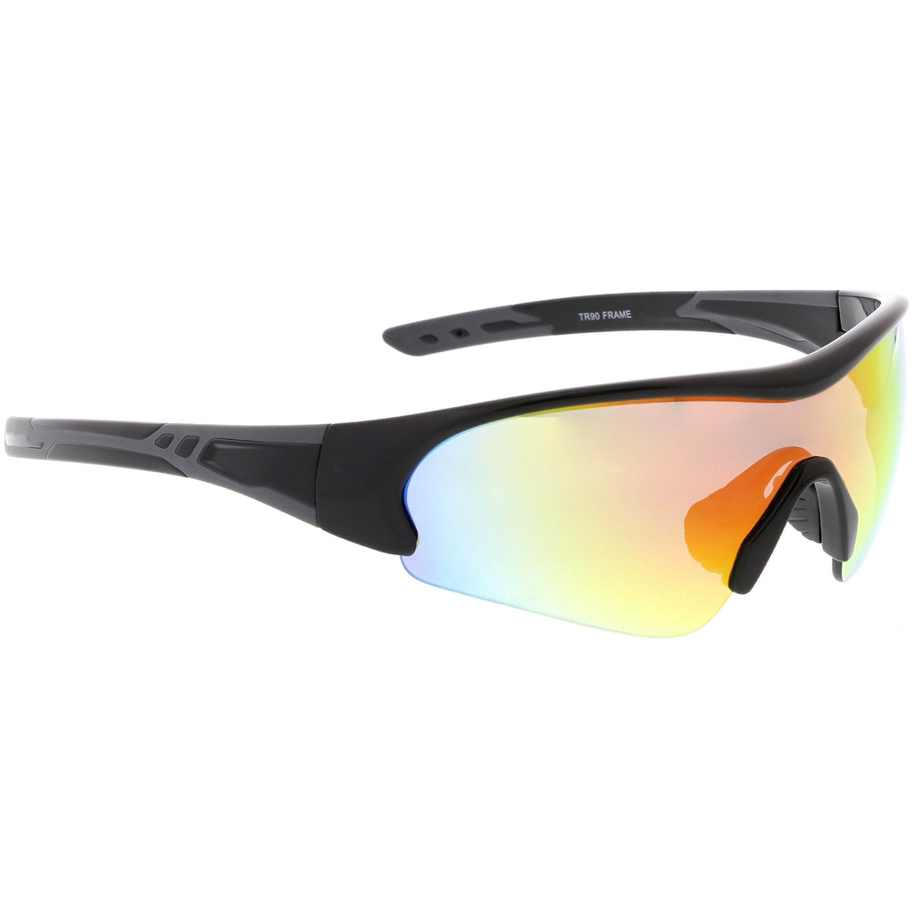 Men's Sports TR-90 Half Frame Mirrored Lens Shield Sunglasses C533