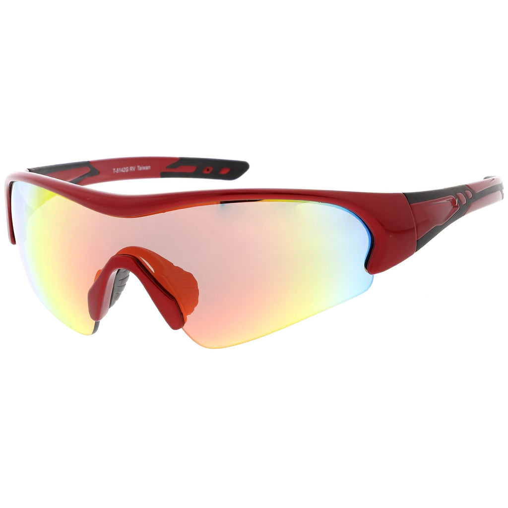 Men's Sports TR-90 Half Frame Mirrored Lens Shield Sunglasses C533