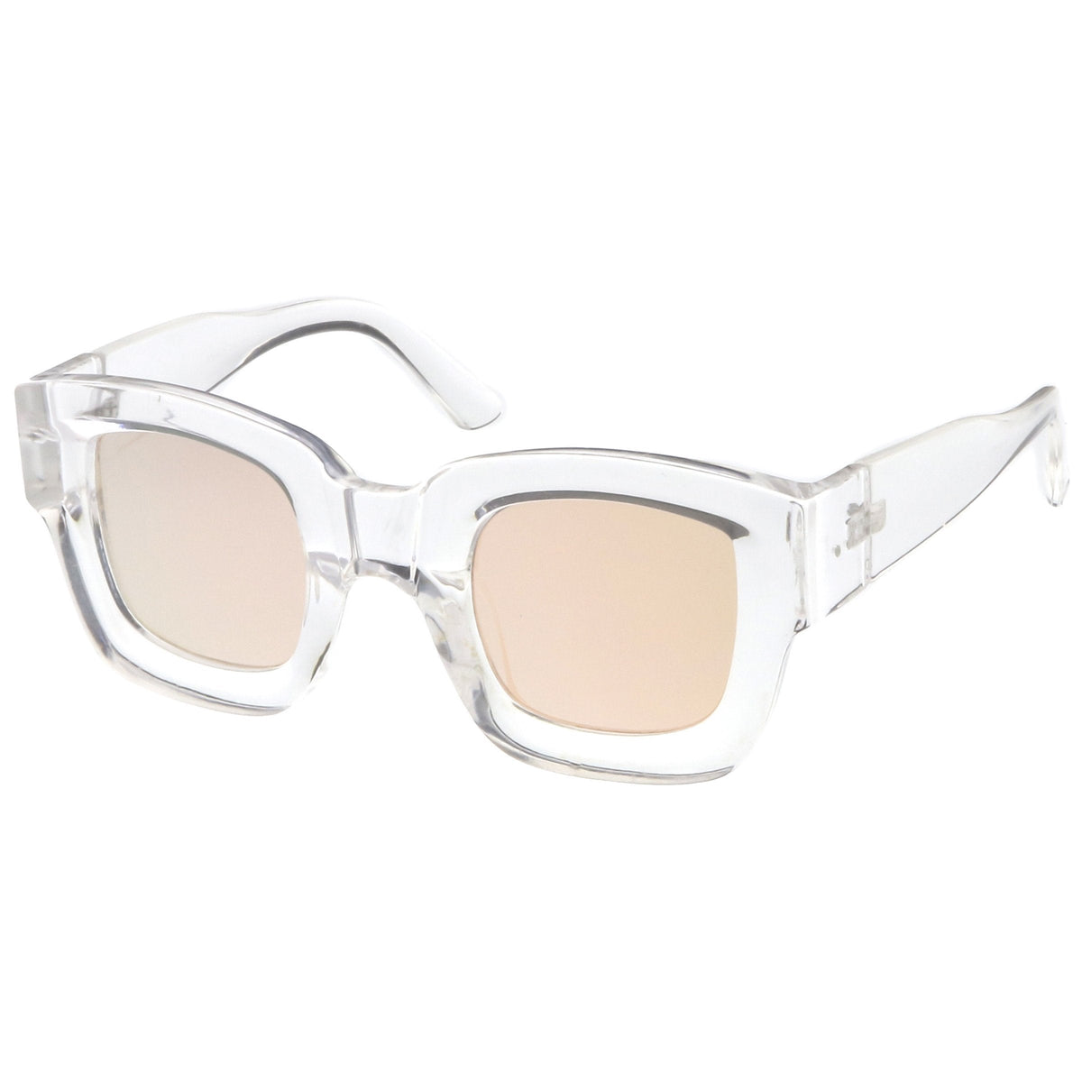 Women's Bold Horned Rim Mirrored Flat Lens Sunglasses C274