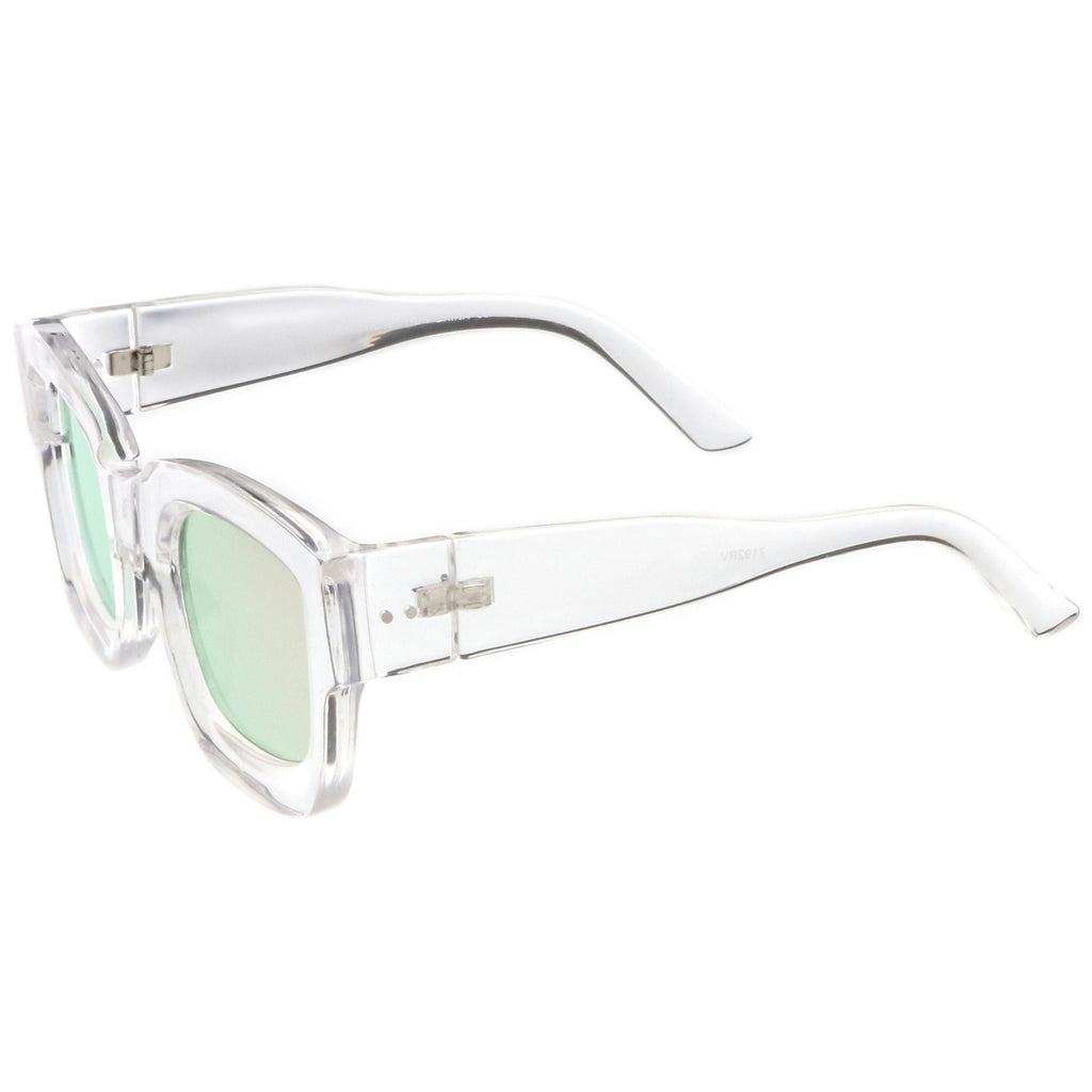 Women's Bold Horned Rim Mirrored Flat Lens Sunglasses C274