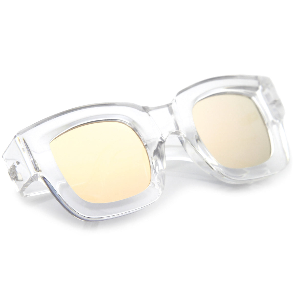 Women's Bold Horned Rim Mirrored Flat Lens Sunglasses C274