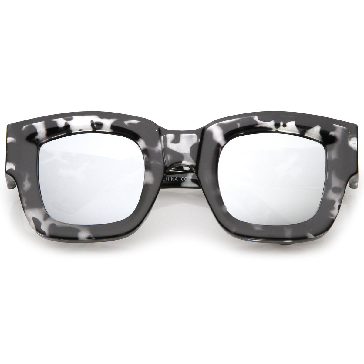 Women's Bold Horned Rim Mirrored Flat Lens Sunglasses C274