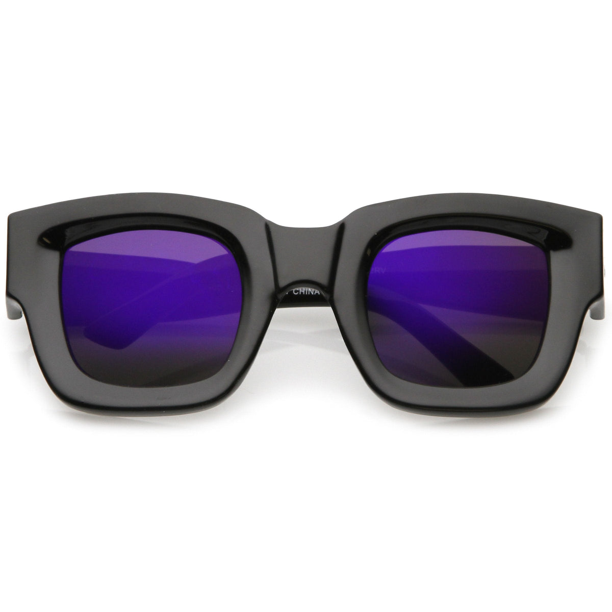 Women's Bold Horned Rim Mirrored Flat Lens Sunglasses C274