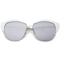 Women's Oversize Half Frame Mirrored Lens Cat Eye Sunglasses A443