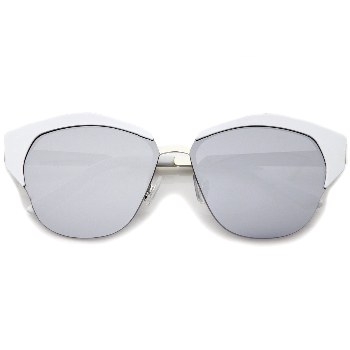 Women's Oversize Half Frame Mirrored Lens Cat Eye Sunglasses A443