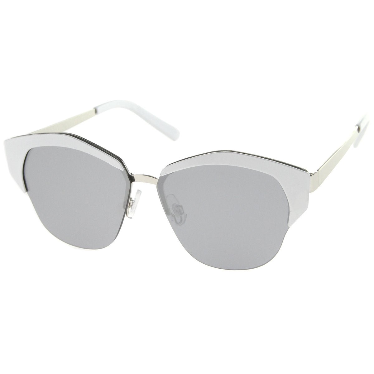 Women's Oversize Half Frame Mirrored Lens Cat Eye Sunglasses A443