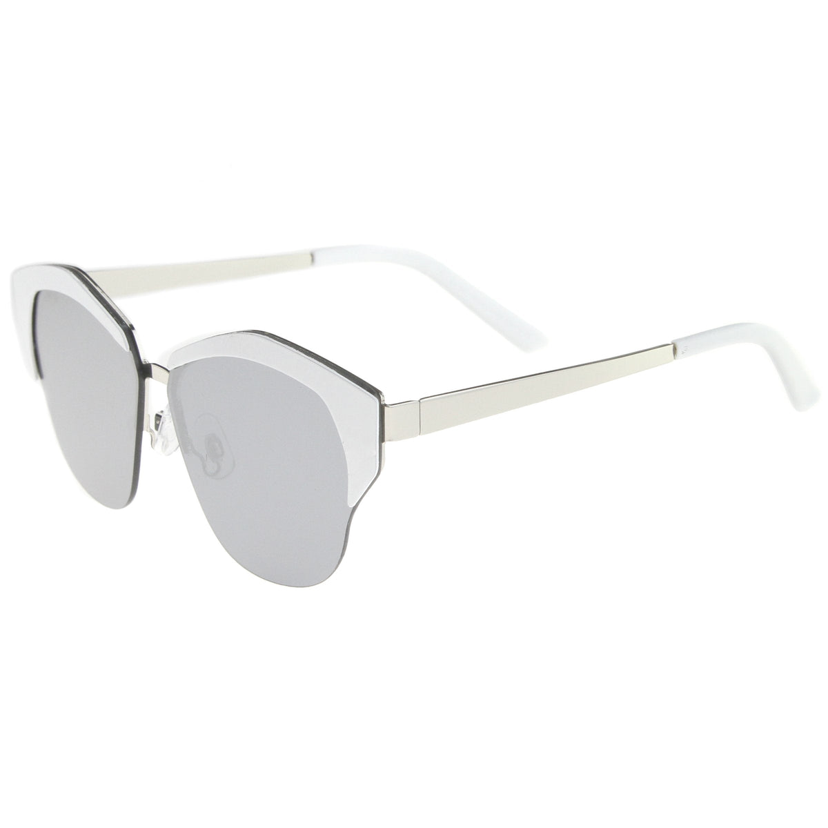 Women's Oversize Half Frame Mirrored Lens Cat Eye Sunglasses A443