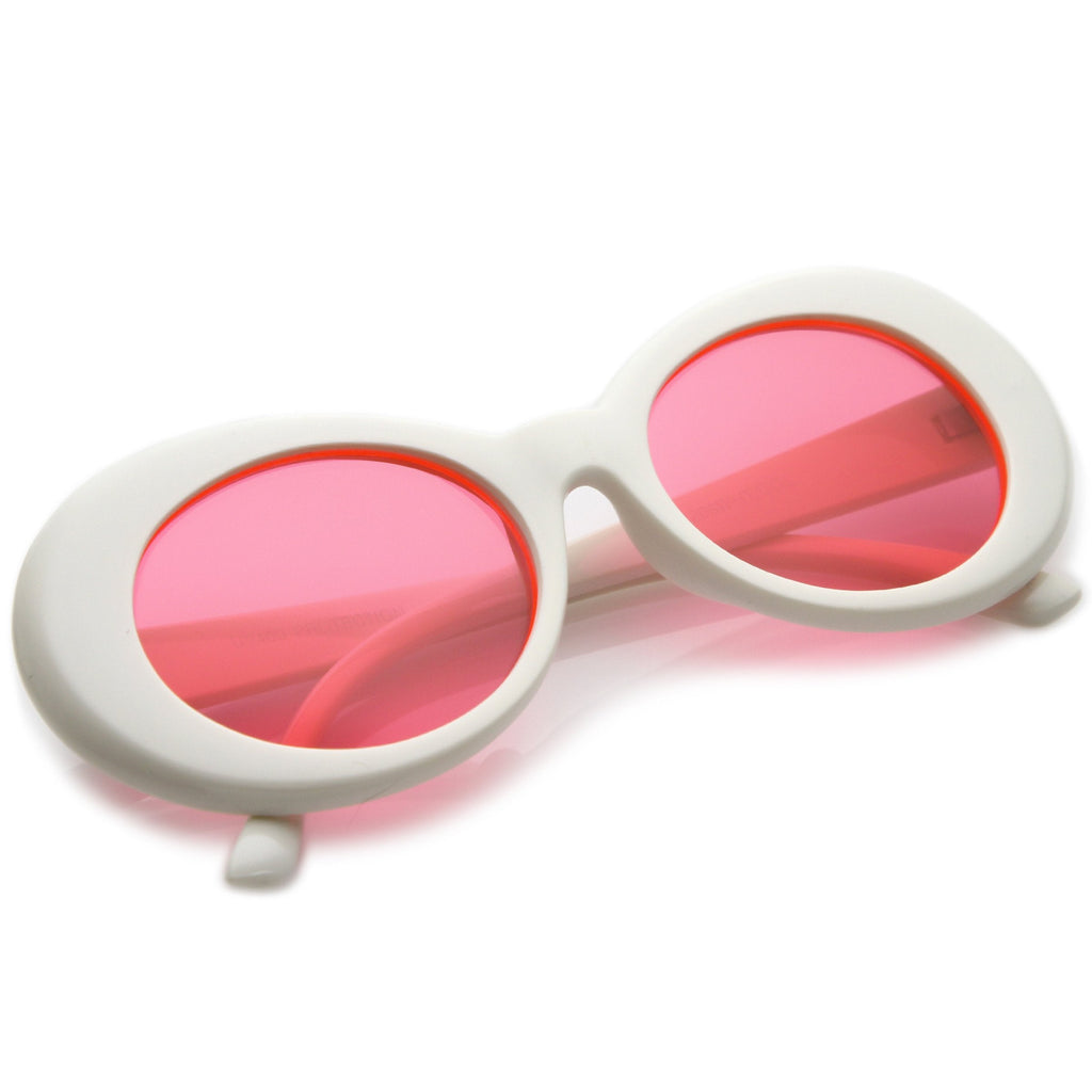Women's Retro Disco Oval Clout Color Tone Lens Sunglasses 51mm C382