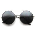 Designer Oversize Metal Bridge Round Womens Sunglasses 8596
