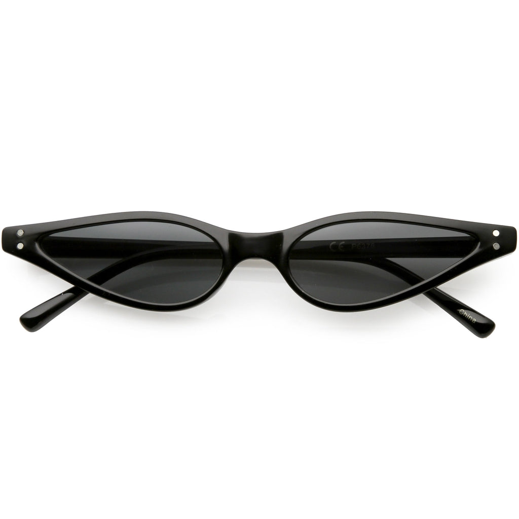 Women's Retro 1990's Thin Cat Eye Dual Rivet Sunglasses C624