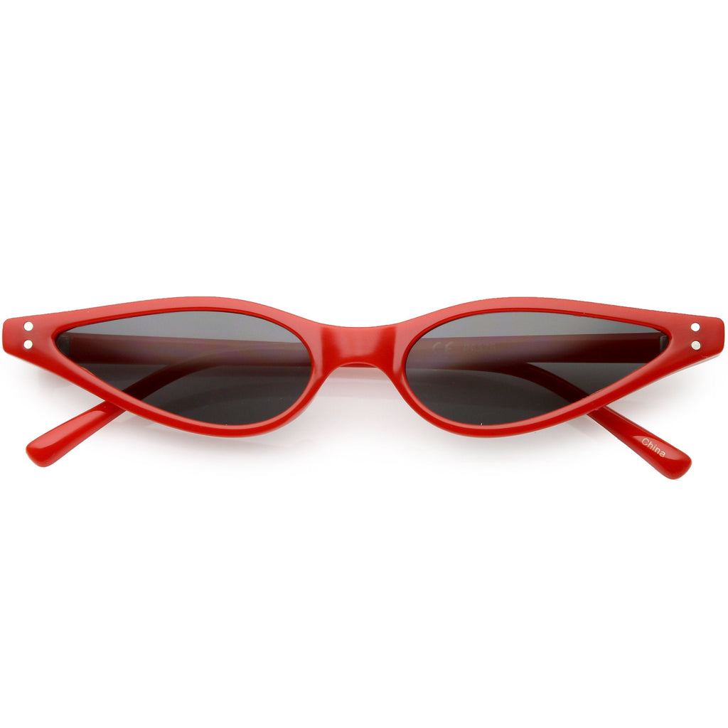 Women's Retro 1990's Thin Cat Eye Dual Rivet Sunglasses C624