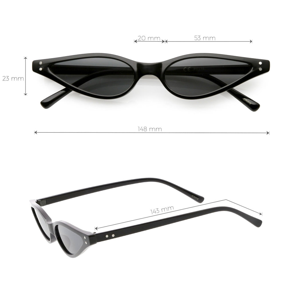 Women's Retro 1990's Thin Cat Eye Dual Rivet Sunglasses C624