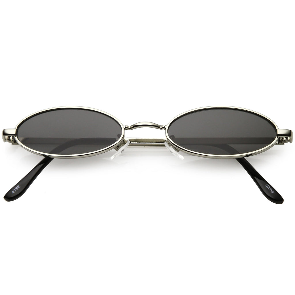 Retro 1990's Small Oval Metal Flat Lens Sunglasses C626