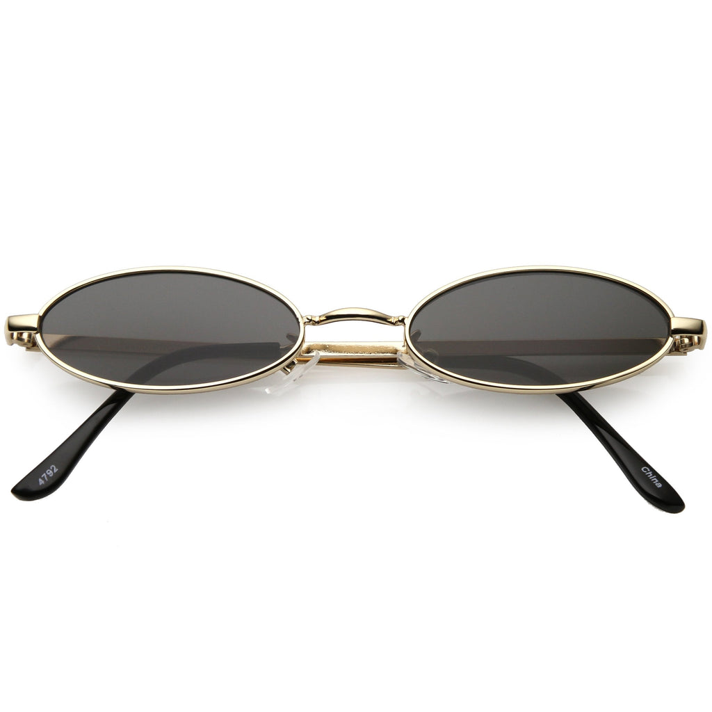 Retro 1990's Small Oval Metal Flat Lens Sunglasses C626