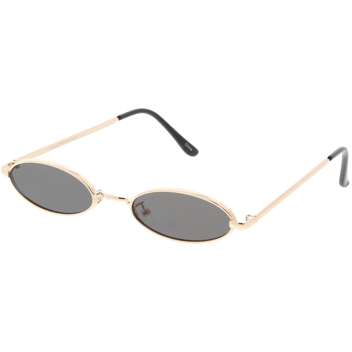 Retro 1990's Small Oval Metal Flat Lens Sunglasses C626