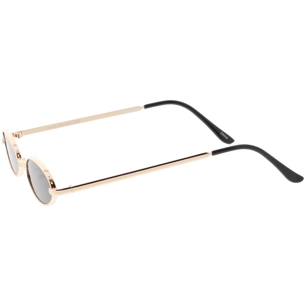 Retro 1990's Small Oval Metal Flat Lens Sunglasses C626