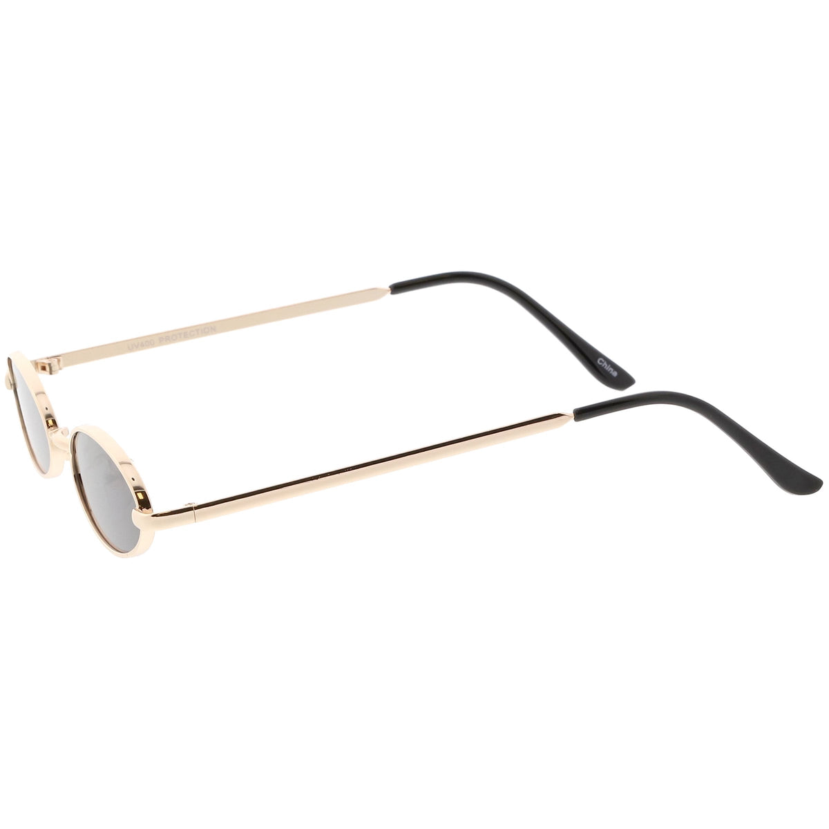Retro 1990's Small Oval Metal Flat Lens Sunglasses C626