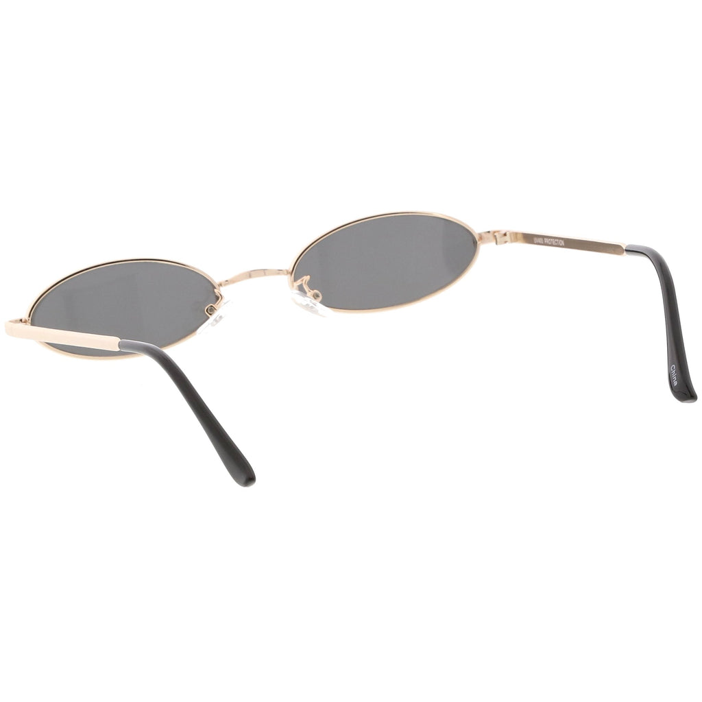 Retro 1990's Small Oval Metal Flat Lens Sunglasses C626