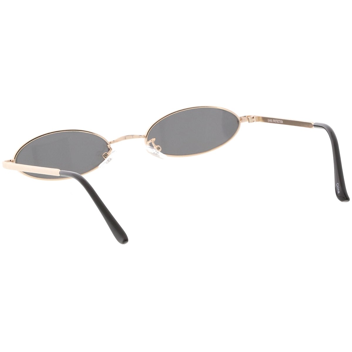 Retro 1990's Small Oval Metal Flat Lens Sunglasses C626