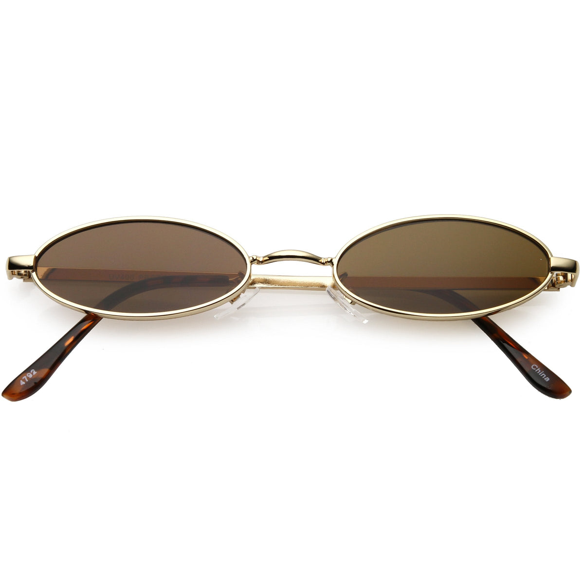 Retro 1990's Small Oval Metal Flat Lens Sunglasses C626