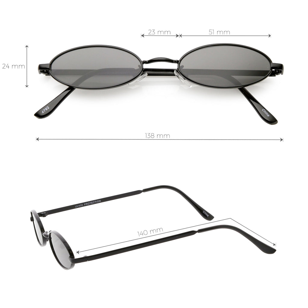 Retro 1990's Small Oval Metal Flat Lens Sunglasses C626