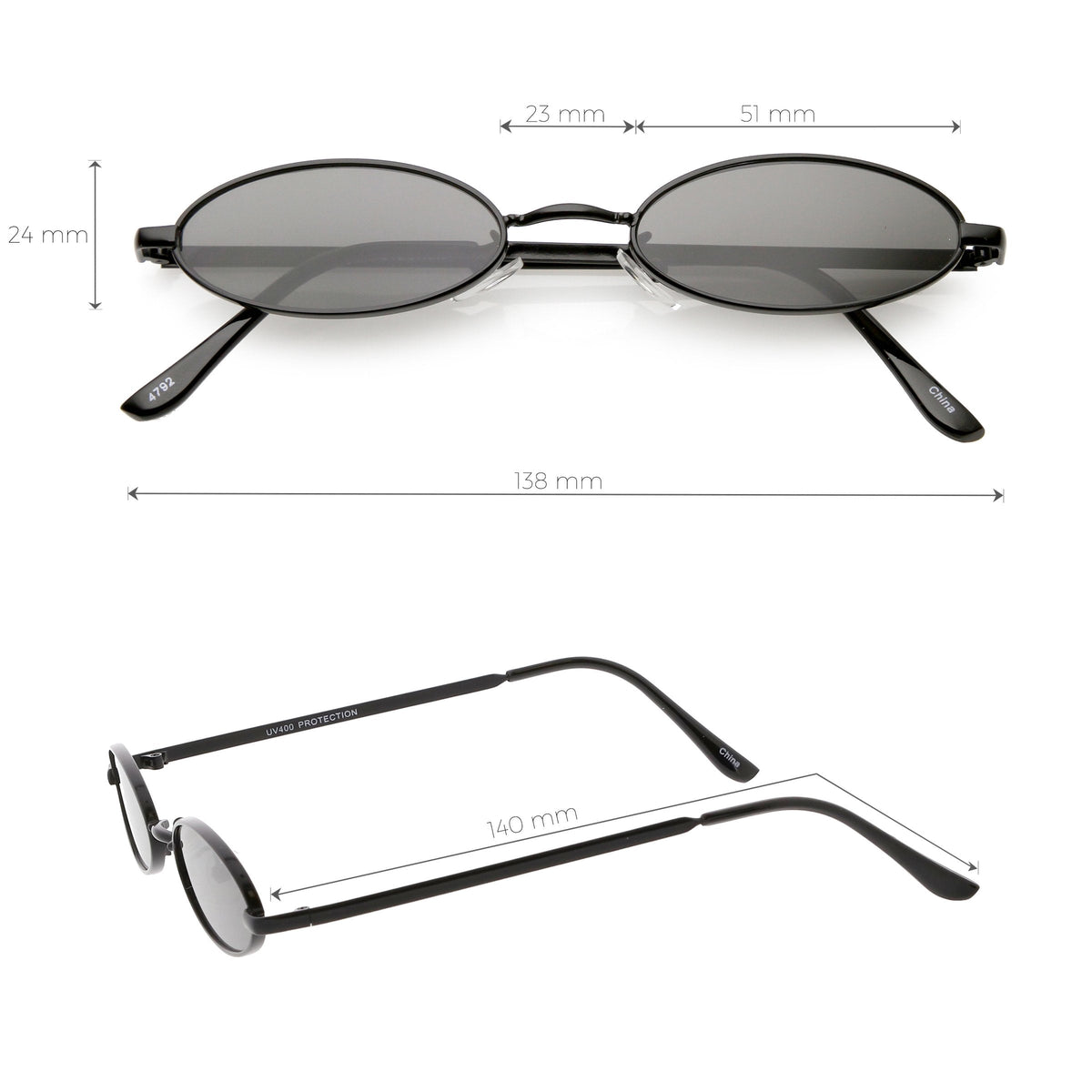 Retro 1990's Small Oval Metal Flat Lens Sunglasses C626