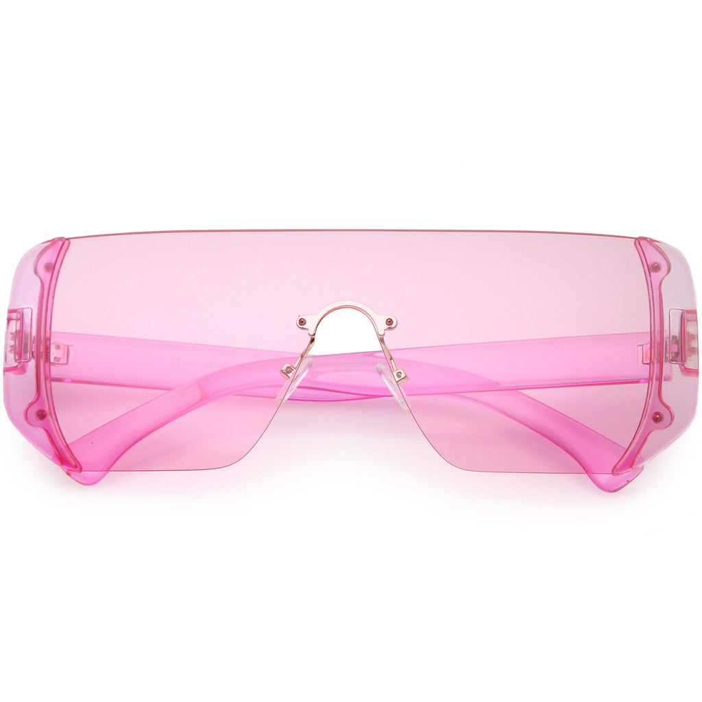 Retro Futuristic Oversize Color Mirrored Lens Shield Sunglasses C634