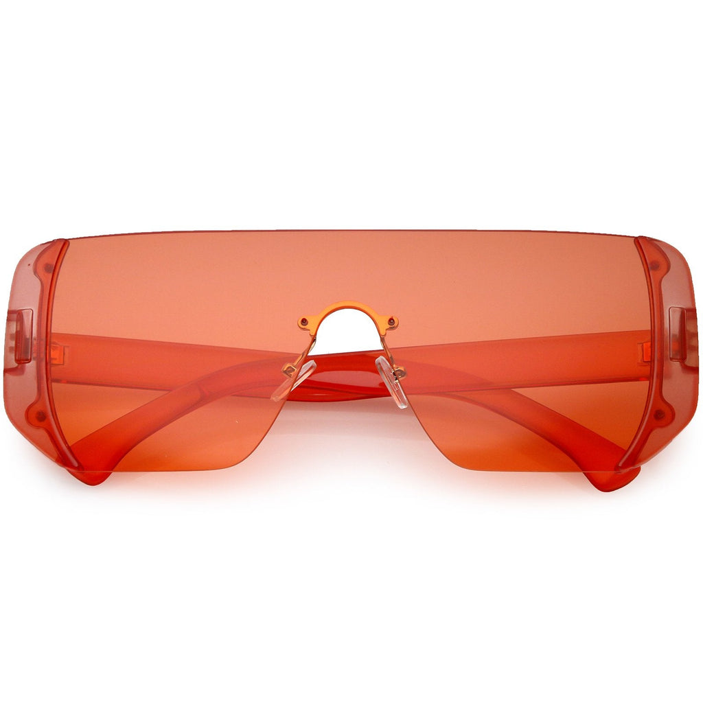 Retro Futuristic Oversize Color Mirrored Lens Shield Sunglasses C634