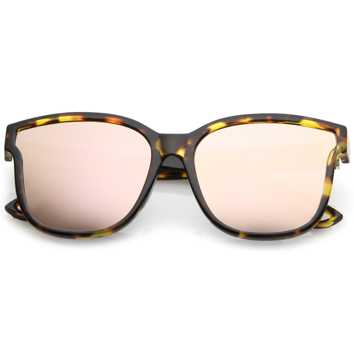 Women's Horned Rim Flat Infinity Mirrored Lens Sunglasses C330