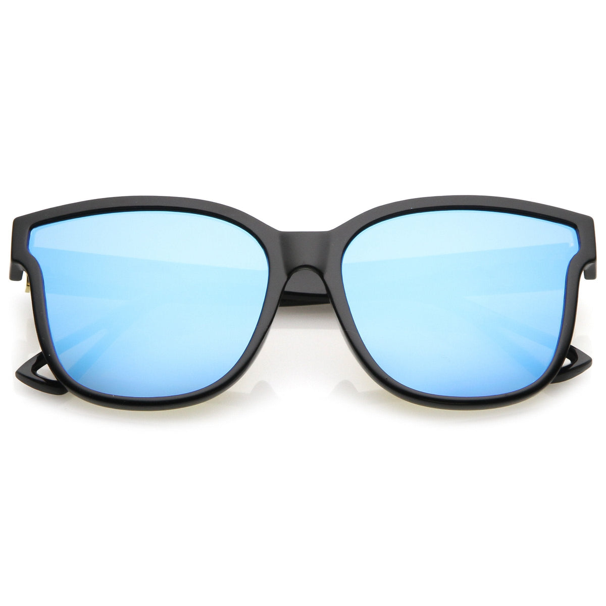 Women's Horned Rim Flat Infinity Mirrored Lens Sunglasses C330