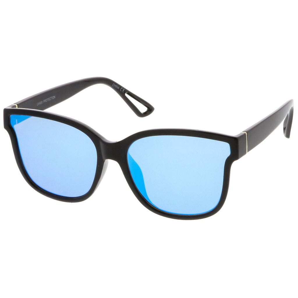 Women's Horned Rim Flat Infinity Mirrored Lens Sunglasses C330