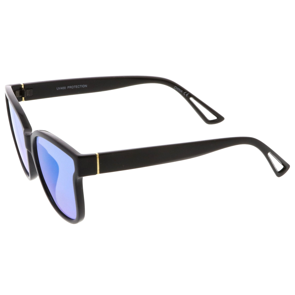 Women's Horned Rim Flat Infinity Mirrored Lens Sunglasses C330