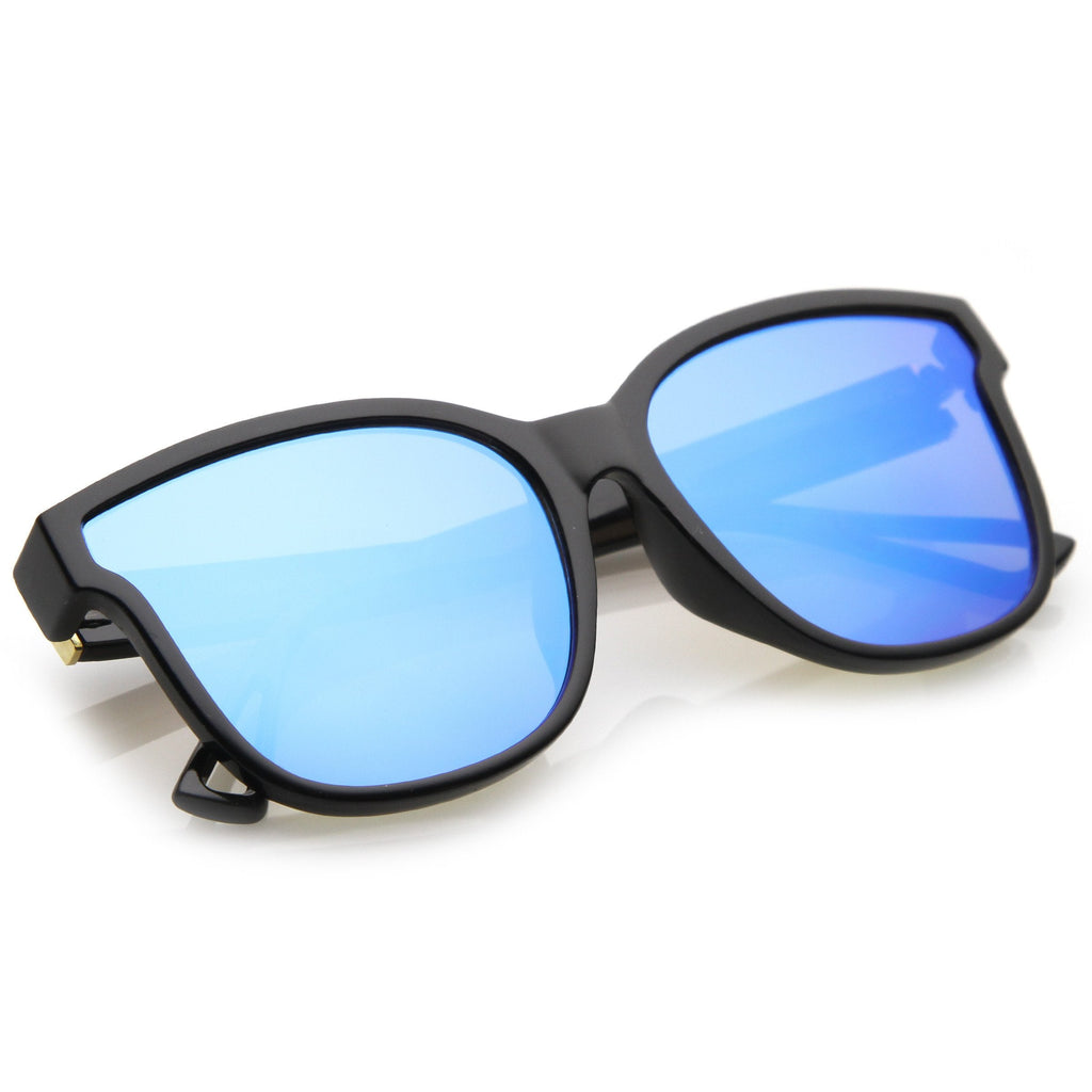 Women's Horned Rim Flat Infinity Mirrored Lens Sunglasses C330