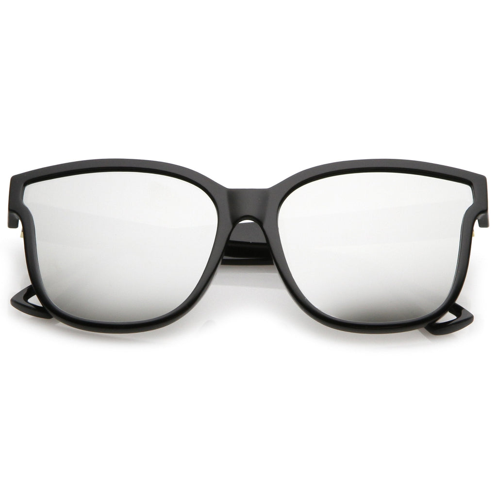 Women's Horned Rim Flat Infinity Mirrored Lens Sunglasses C330