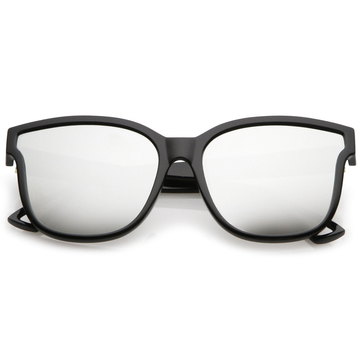 Women's Horned Rim Flat Infinity Mirrored Lens Sunglasses C330