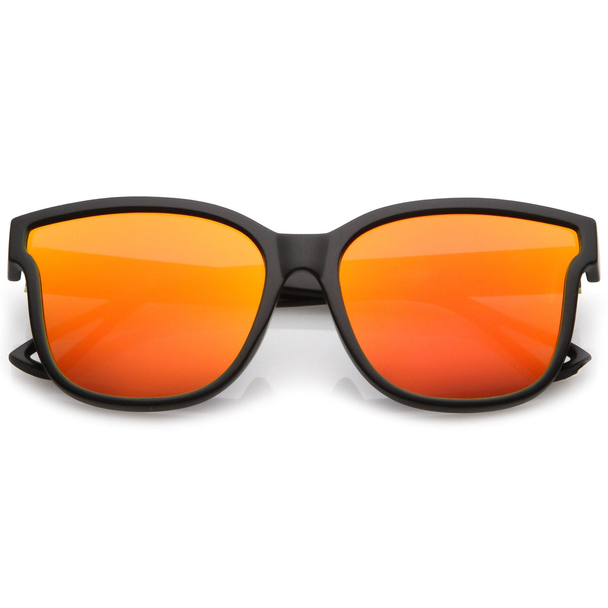 Women's Horned Rim Flat Infinity Mirrored Lens Sunglasses C330