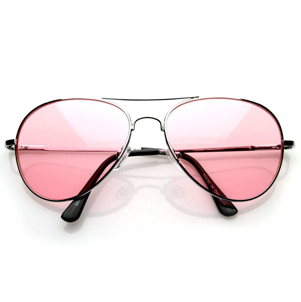 Retro Metal Color Tinted Lens Aviator Sunglasses 59mm