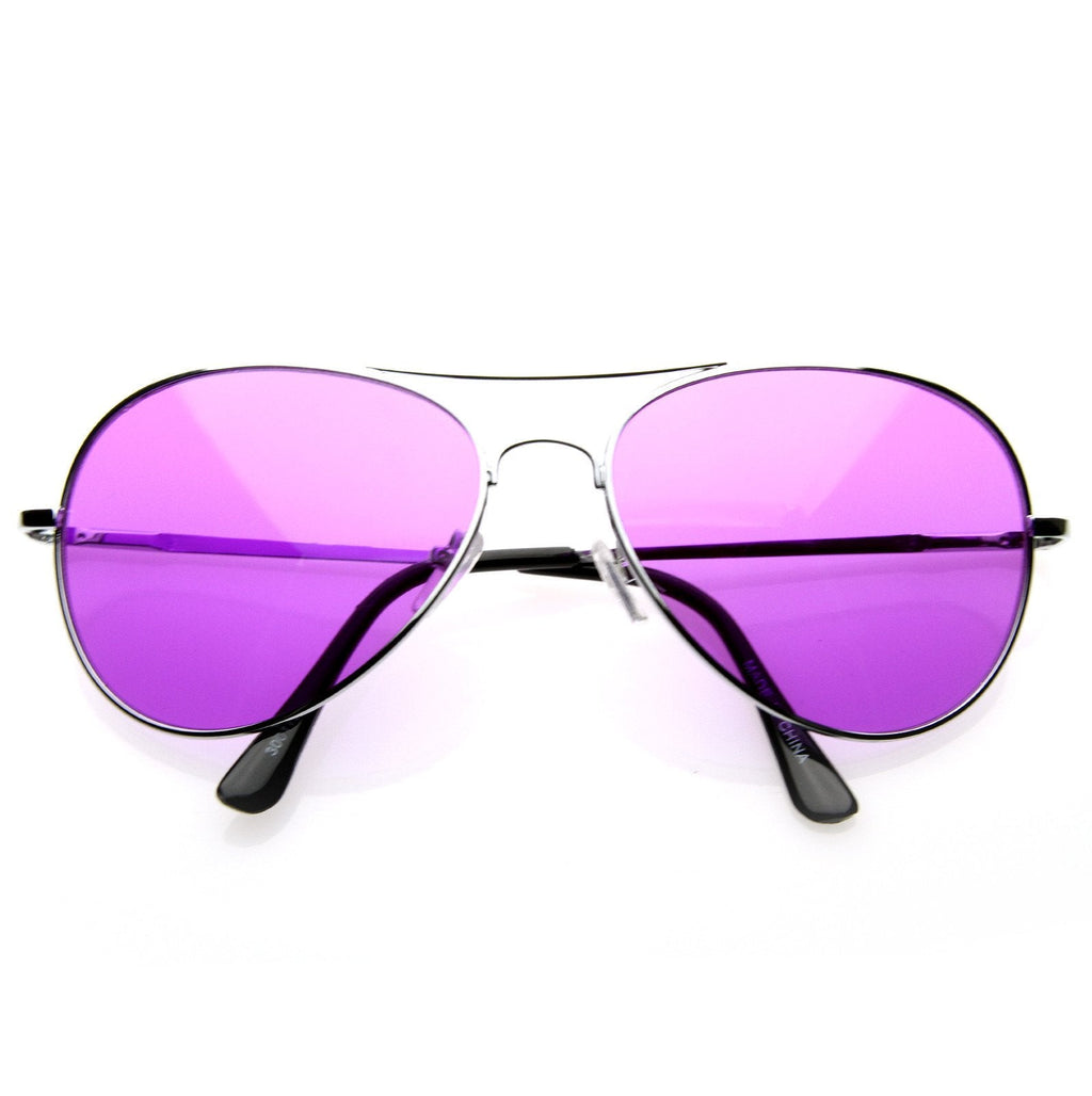 Retro Metal Color Tinted Lens Aviator Sunglasses 59mm
