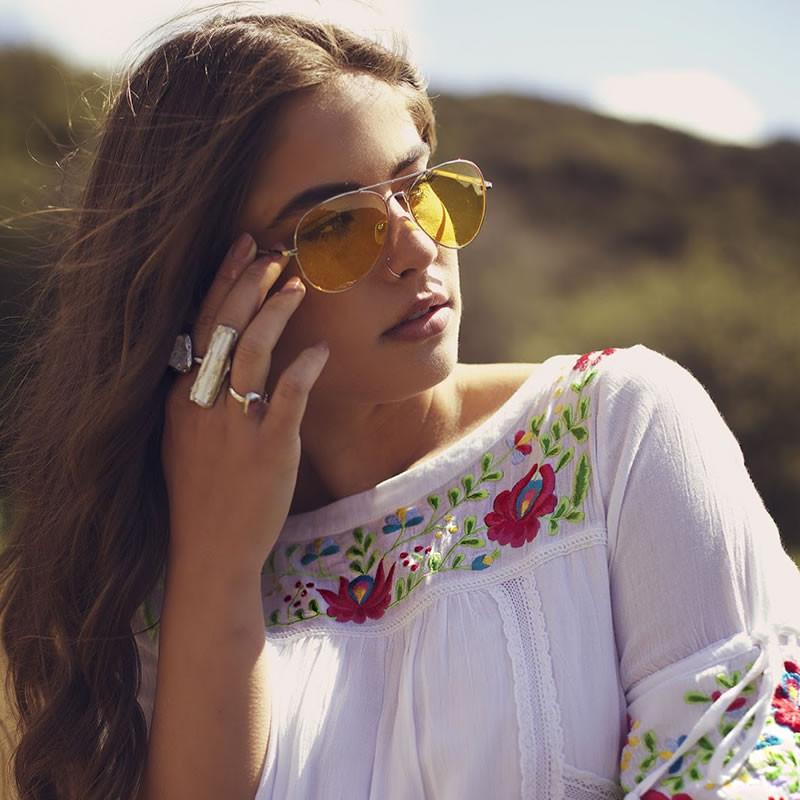 Retro Metal Color Tinted Lens Aviator Sunglasses 59mm
