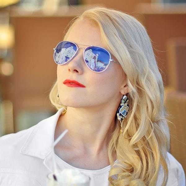 Retro Metal Color Tinted Lens Aviator Sunglasses 59mm