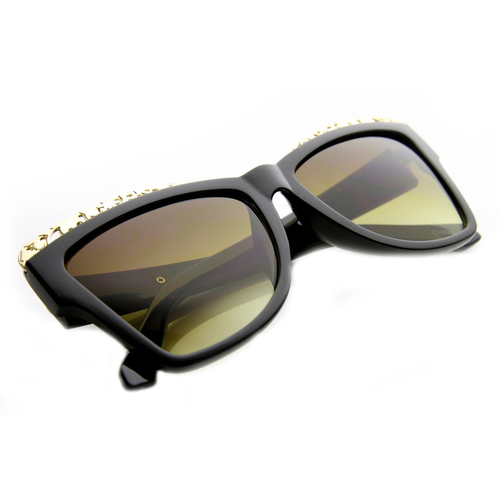 Women's Trendy Fashion Pointed Metal Cut Out Cat Eye Sunglasses 9603