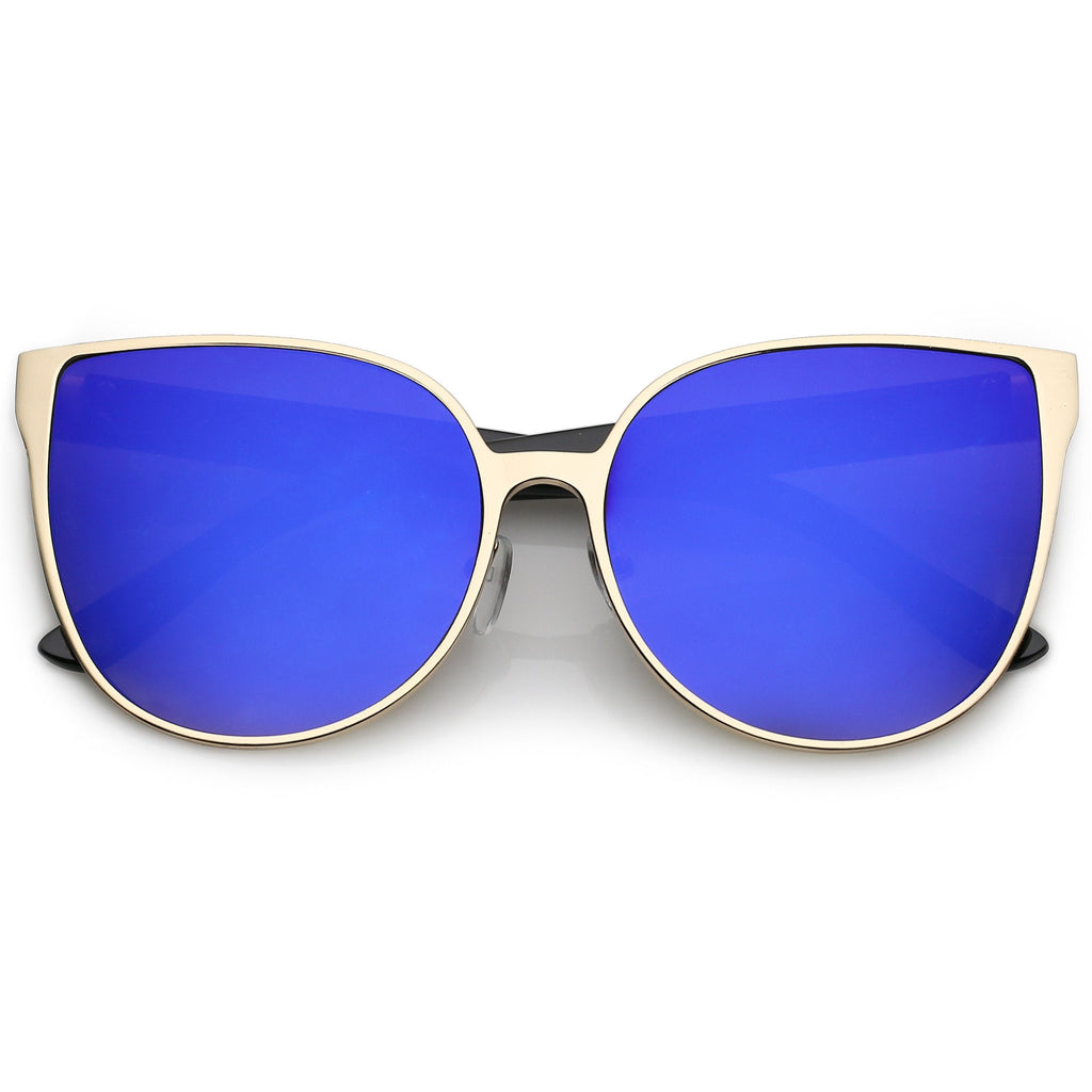 Women's Modern Oversize Mirrored Flat Lens Cat Eye Sunglasses A929