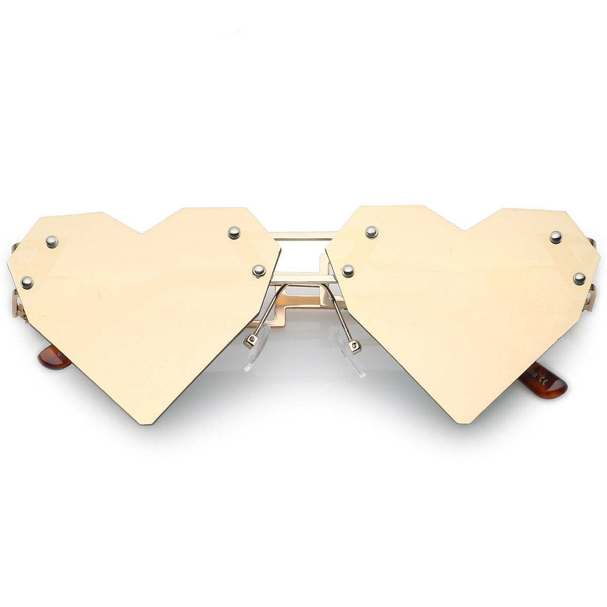 Novelty 8 Bit Laser Cut Heart Shape Mirrored Flat Lens Sunglasses C440